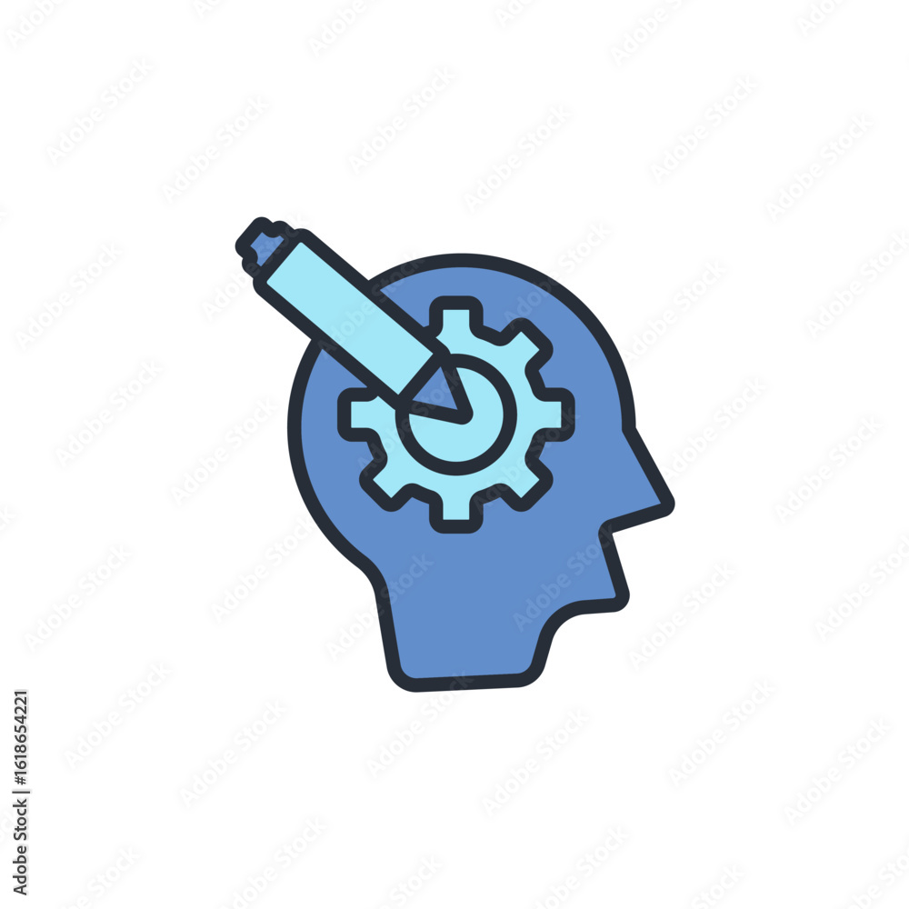 Poster design thinking icon. vector.editable stroke.linear style sign for use web design,logo.symbol illust