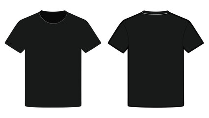 Naklejka premium Black t-shirt mockup template displayed on a plain background, showcasing its design and fit..eps