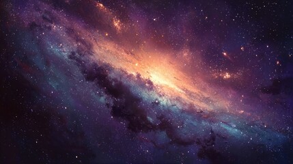 Obraz premium Stunning view of a vibrant colorful galaxy with stars in deep space background.