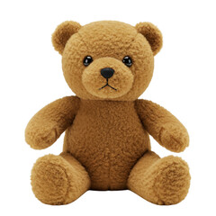 Obraz premium Brown teddy bear sitting upright with a soft, plush texture, isolated on transparent background