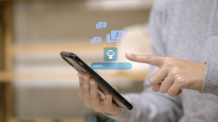 Artificial Intelligence Chatbot and AI Search on Smartphone