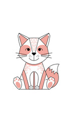 Obraz premium Adorable geometric feline creature sitting contentedly with whimsical patterns and delicate details