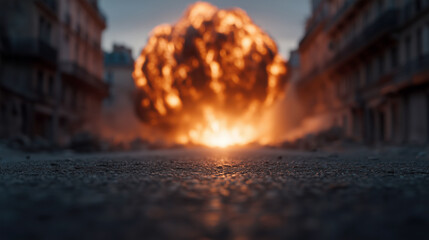 Explosive action scene in abandoned city streets a dramatic unfolding