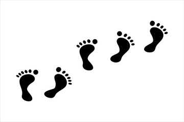 Footprint vector illustration of human steps on white background