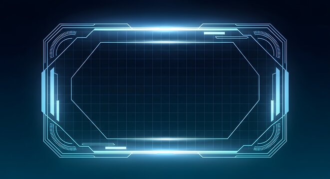 Futuristic Digital Interface Display with Blue Holographic Elements and Tech Style