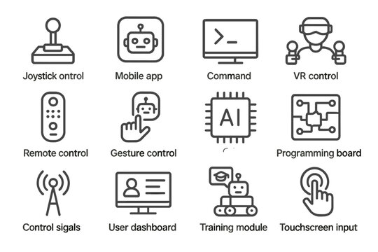 Technology icons representing modern control and input methods