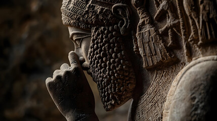Ancient Stone Relief Portrait With Detailed Carvings