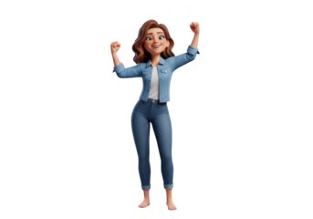 Happy woman celebrating success isolated on transparent background