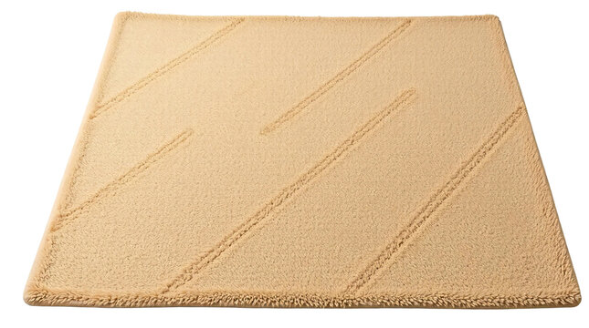 Beige rectangular carpet isolated on transparent background