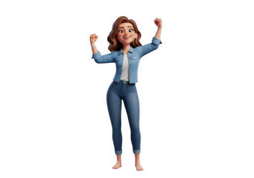 Happy woman celebrating success isolated on transparent background - Powered by Adobe