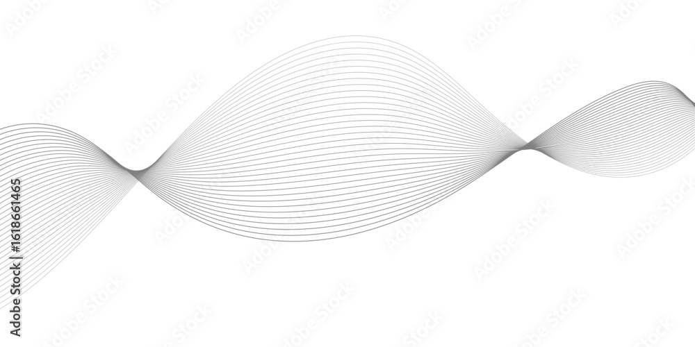 Poster abstract wave line pattern with gradient lines on transparent background. undulate grey wave swirl, 
