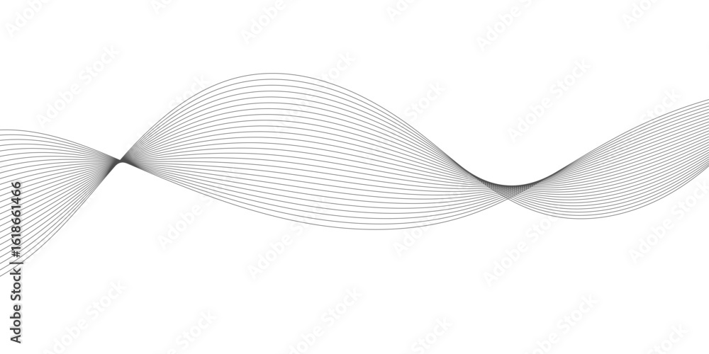 Poster abstract wave line pattern with gradient lines on transparent background. undulate grey wave swirl, 