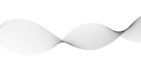 Geometric grey vector waves on white background. Editable stroke.