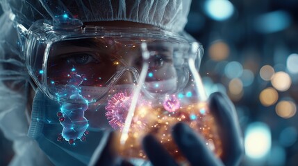 Biotech Scientist Analyzing Data and Experiments in Laboratory Setting