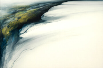 Abstract blue and gold flowing forms green