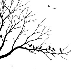 tree branches silhouette with birds 