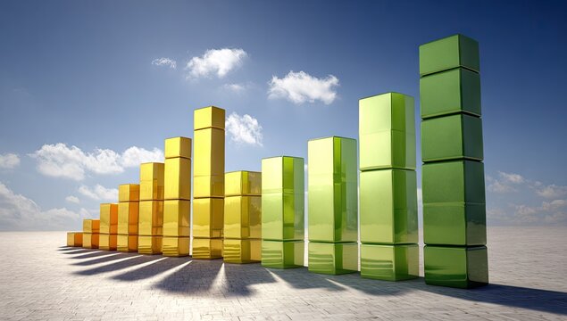 Colorful bar graph showing upward trend.