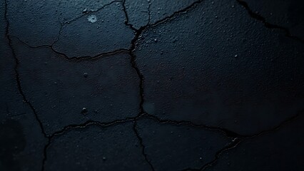 Obraz premium Abstract dark concrete surface with raw texture variations, highlighting weathered cracks and aggregates under moody lighting.