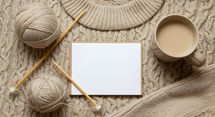 Cozy Autumn Vibes Knit Sweater Coffee Yarn Needles
