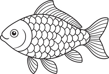 Carpfish cartoon illustration perfect for aquarium themed coloring books and fun kids educational resources