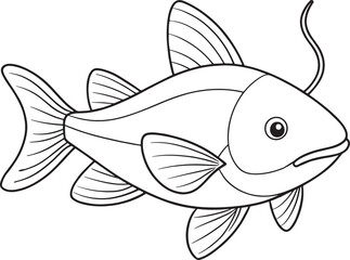 Catfish cartoon drawing great for underwater coloring pages and kids learning materials