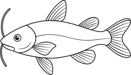 Catfish outline illustration perfect for sea life activity books and aquatic themed educational content