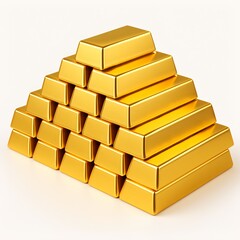 Stack of gold isolated on white background. Abundance, wealth, and luxury concept. Financial, investment, banking, luxury, or wealth-related contexts.	