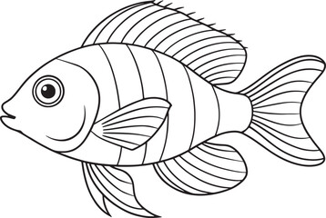 Cichlid fish cartoon illustration great for colorful kids’ books and aquatic themed learning content