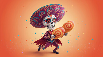 Festive Skeleton Character with Spiral Candies