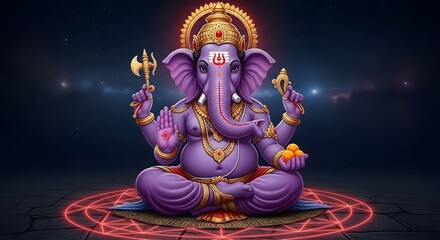 Ganesha hindu god illustration, hinduism spiritual deity, indian religious art design