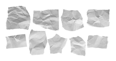 Set torn paper scrap isolated on white with clipping path	