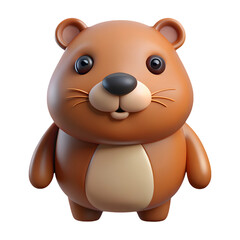 Naklejka premium Adorable Cartoon Groundhog Standing Facing Forward in transparent background