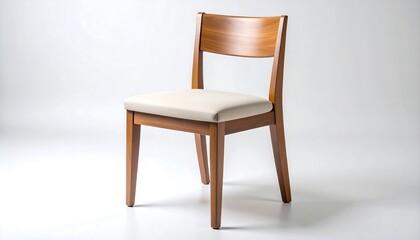 Light wooden chair with cream colored seat