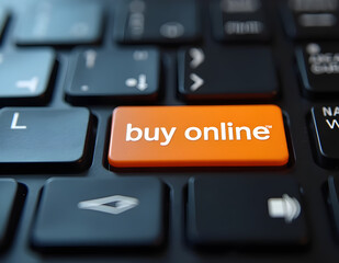 Ai generated image of keyboard with text buy online.