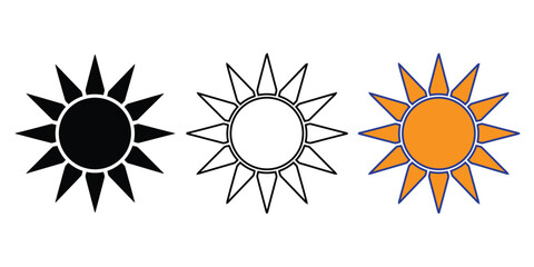 sun icon set vector on white background. pictogram, light, exposure, avoid, white, abstract, vector, business, design, summer, isolated, illustration, cartoon, white background, symbol.