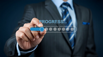 Business progress and development concept with a loading bar.