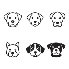 Dog and Pet Care Icon Set – Minimal Black Outline Vector Collection