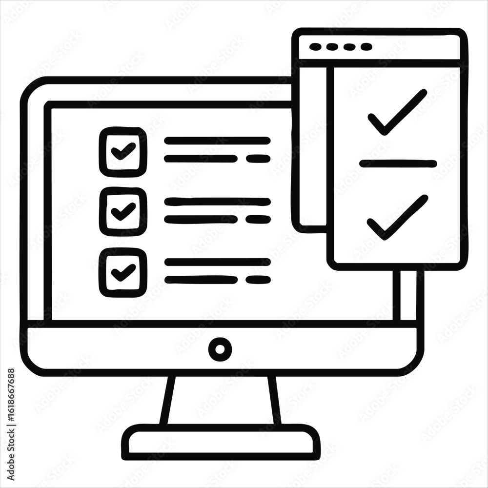 Fototapete computer screen displaying checklist with completed items tasks
