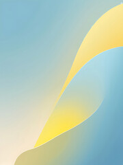Abstract, minimalist digital painting with a smooth, gradient flow. A diagonal wave of warm golden yellow and soft orange against a serene, cool light blue background.