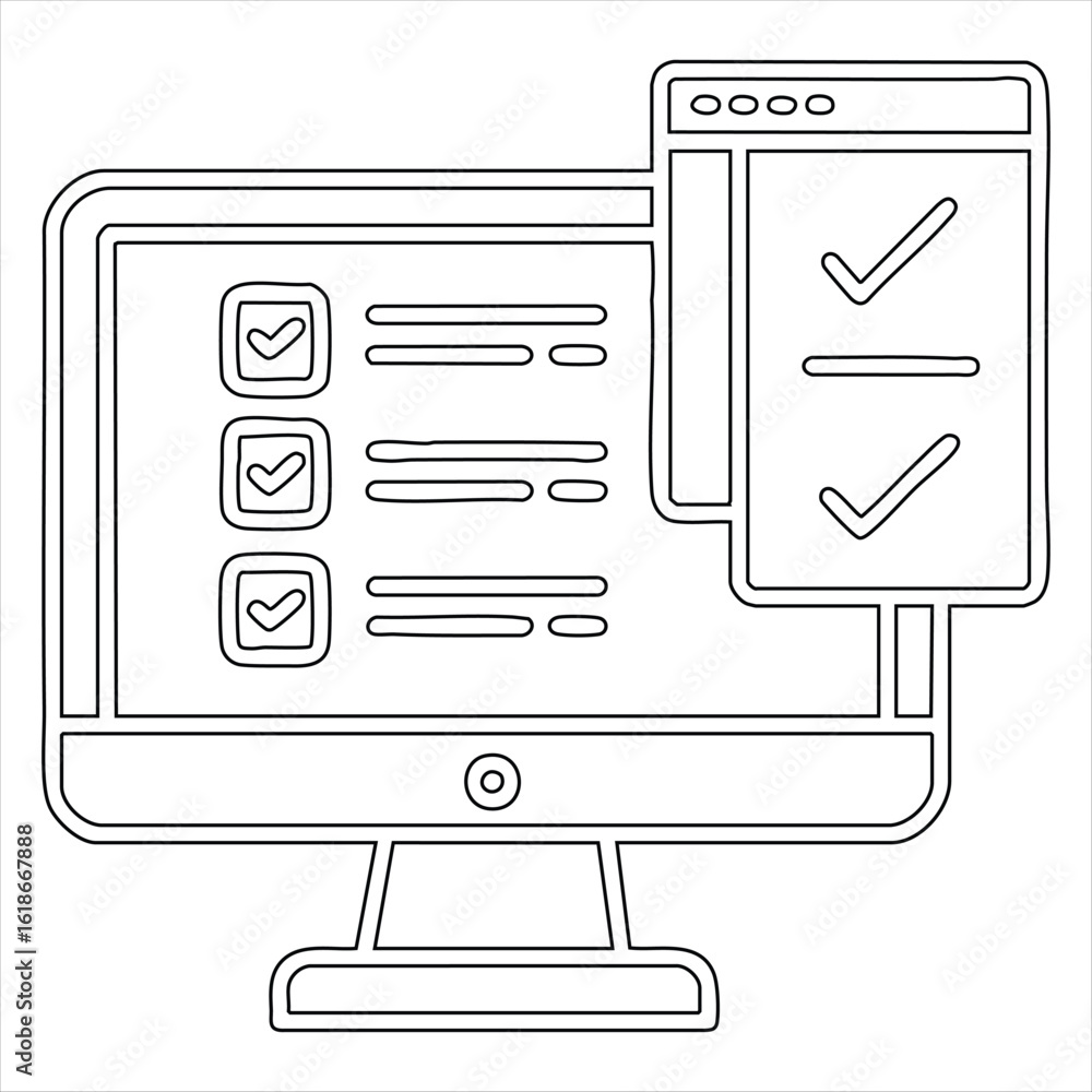 Fototapete computer screen with checklist and checkmarks to-do list