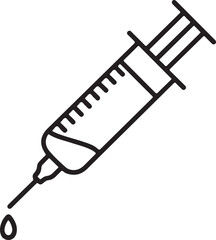 Vector Syringe Icon: Medical Sign, Simple Line Art Symbol, Healthcare Illustration