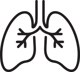 Vector Lungs Icon: Simple Black lungs Line Sign, Medical Symbol, Respiratory System Illustration