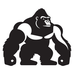 Obraz premium Silhouette Style Vector Minimal Gorilla Logo Design – Modern and Bold Graphic Template for Wildlife Conservation, Fitness Brands, Tech Companies, Apparel, and Strong Business Identity in EPS Format