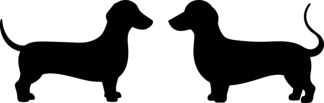 Black dachshund set, Set of dachshund, dachshund collection, Vector of dachshund, dog animal silhouette, black dog animal isolated on white background