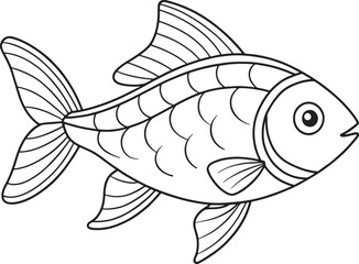 Ilish fish outline drawing great for educational coloring books and children’s marine life themed projects