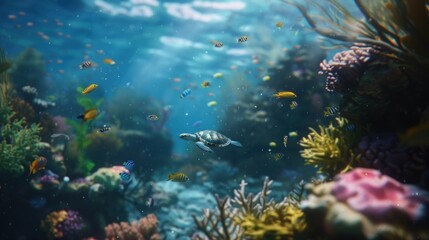 Obraz premium Underwater coral reef turtle