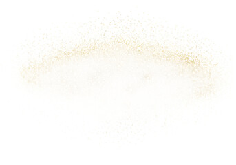 Abstract glowing golden particles forming a luminous arc or rainbow shape against a dark background isolated on transparent background