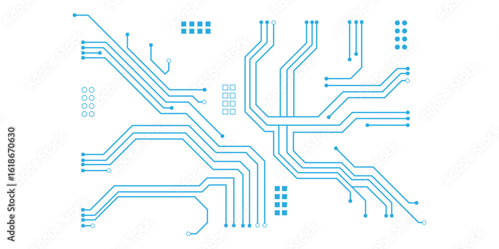 Poster abstract white blue digital technology futuristic circuit board background design. technology dots l
