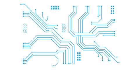 Obraz premium Abstract white blue digital technology futuristic circuit board background design. Technology dots lines connect network background.