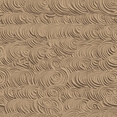 Elegant light brown decorative surface with embossed circular wave patterns. An abstract textured background for interior design and creative projects.